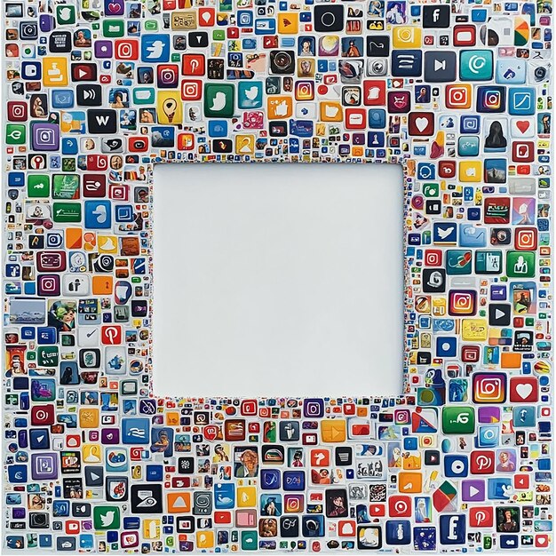 A collage of various social media icons (Facebook, Twitter, LinkedIn, Instagram) arranged around a central fintech app interface on a smartphone, illustrating the integrated approach to social media marketing for fintech startups.
