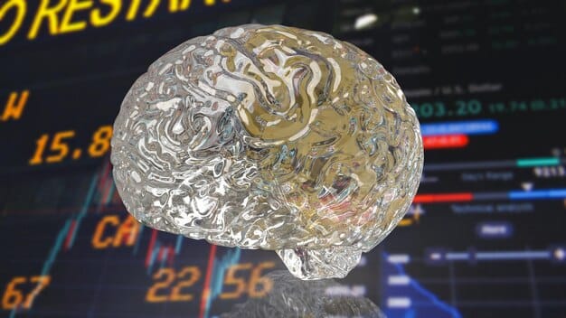 A close-up of a digital brain with financial symbols embedded in its structure, illustrating the cognitive capabilities of AI in handling complex financial data.