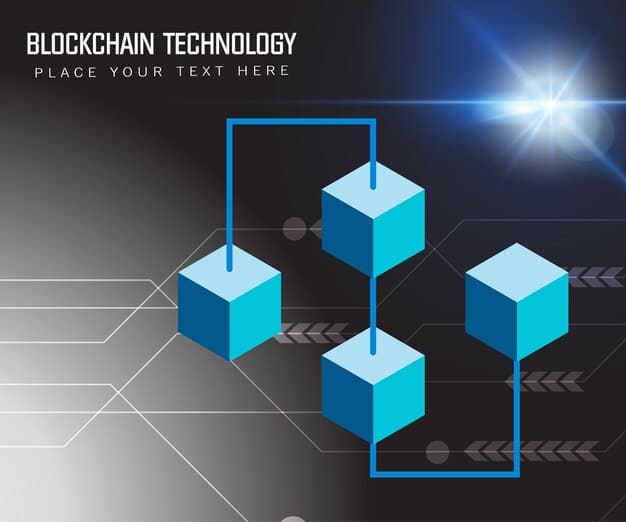 A diagram illustrating the concept of a blockchain, showing connected blocks of data with cryptographic keys and timestamps. The diagram should highlight the decentralized and tamper-proof nature of the technology.