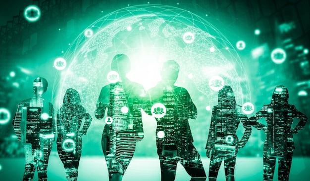 A conceptual image showing diverse people around the world connecting to a central digital hub with financial symbols, representing the global reach and inclusiveness of mobile banking and digital payment solutions.