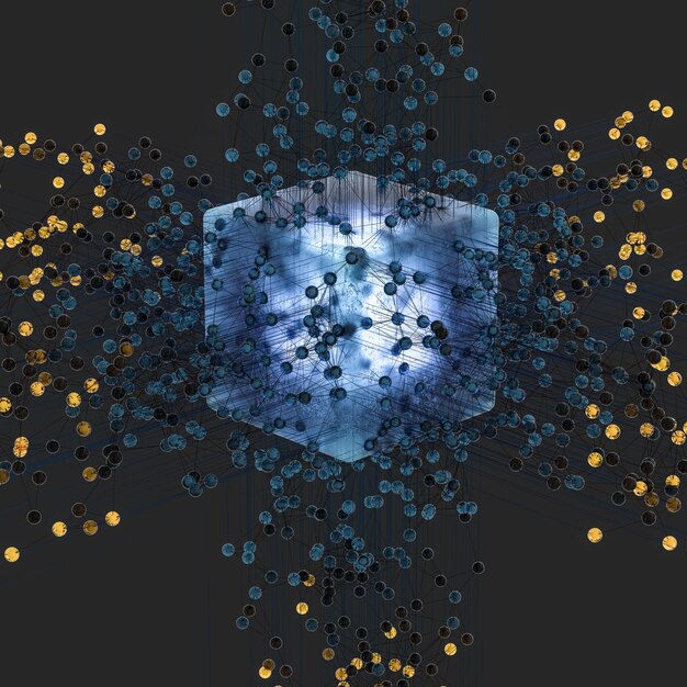 An abstract representation of a shield protecting data streams, symbolizing data security and compliance with regulations. The shield has various security icons embedded within it, illustrating a multi-layered security approach.