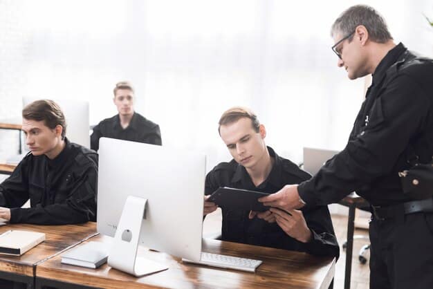 A professional cybersecurity expert leading a training session for a group of employees. The expert is explaining a complex network diagram projected on a screen, while the employees are attentively taking notes and asking questions. The setting is a well-equipped training room with cybersecurity-themed decorations.
