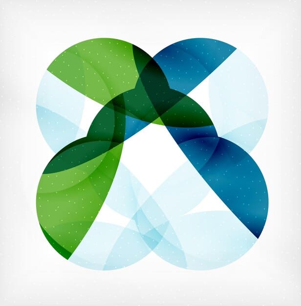 An abstract image of interlocking geometric shapes in shades of blue and green, symbolizing a strong, interconnected data security framework. The shapes fit perfectly together, suggesting comprehensive coverage and integration of security measures.