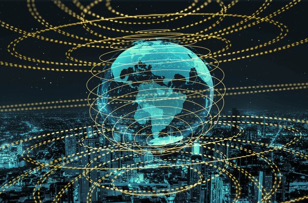 A digital representation of a world map with interconnected nodes and lines, symbolizing global finance and the cross-border nature of anti-money laundering regulations and financial crime threats.