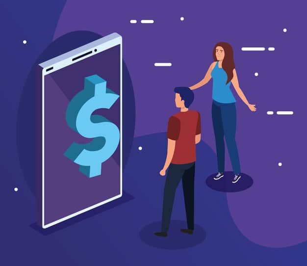 A stylized image illustrating a digital dollar symbol being exchanged between two smartphones, representing peer-to-peer transactions facilitated by a potential US CBDC. The image includes a background of abstract financial data streams and secure network connections.
