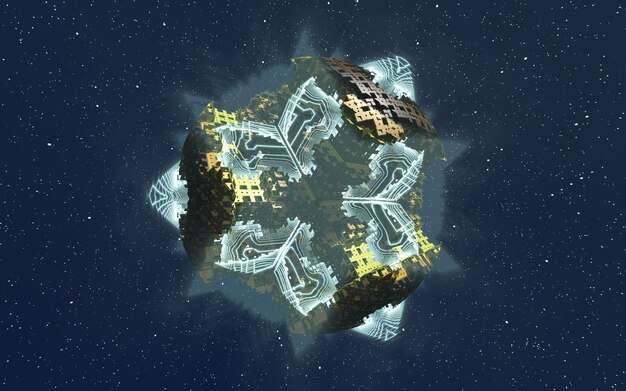 A stylized depiction of a fragmented virtual world with puzzle pieces symbolizing regulatory challenges, security threats, and scalability issues hindering the growth of fintech in the metaverse.