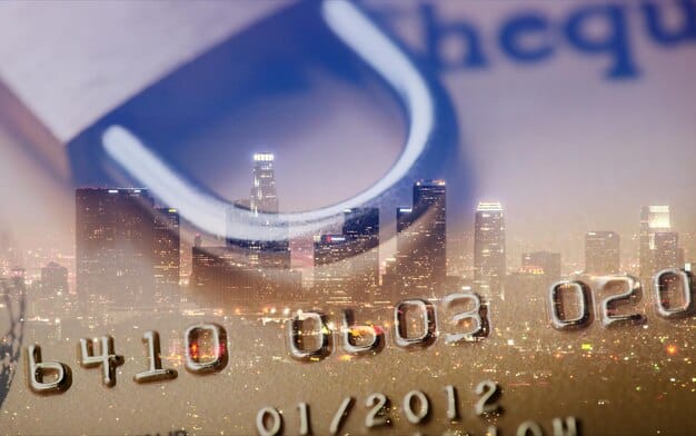 A split-screen shot showing a traditional bank setting on one side and a modern fintech app interface on the other, visually representing the contrast between traditional banking and technology-driven financial services, with the words 