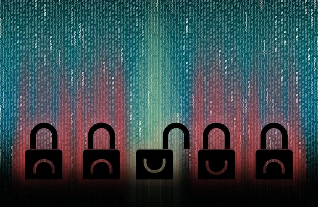 An abstract digital illustration of layered security protocols (firewalls, encryption keys, biometric scans) protecting a smartphone displaying a mobile payment app. The visual emphasizes the multi-layered approach to securing digital payments through fintech innovations.