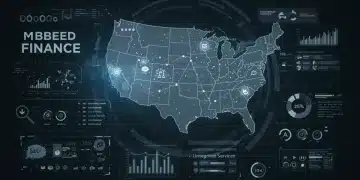 Futuristic dashboard showcasing embedded finance growth in US