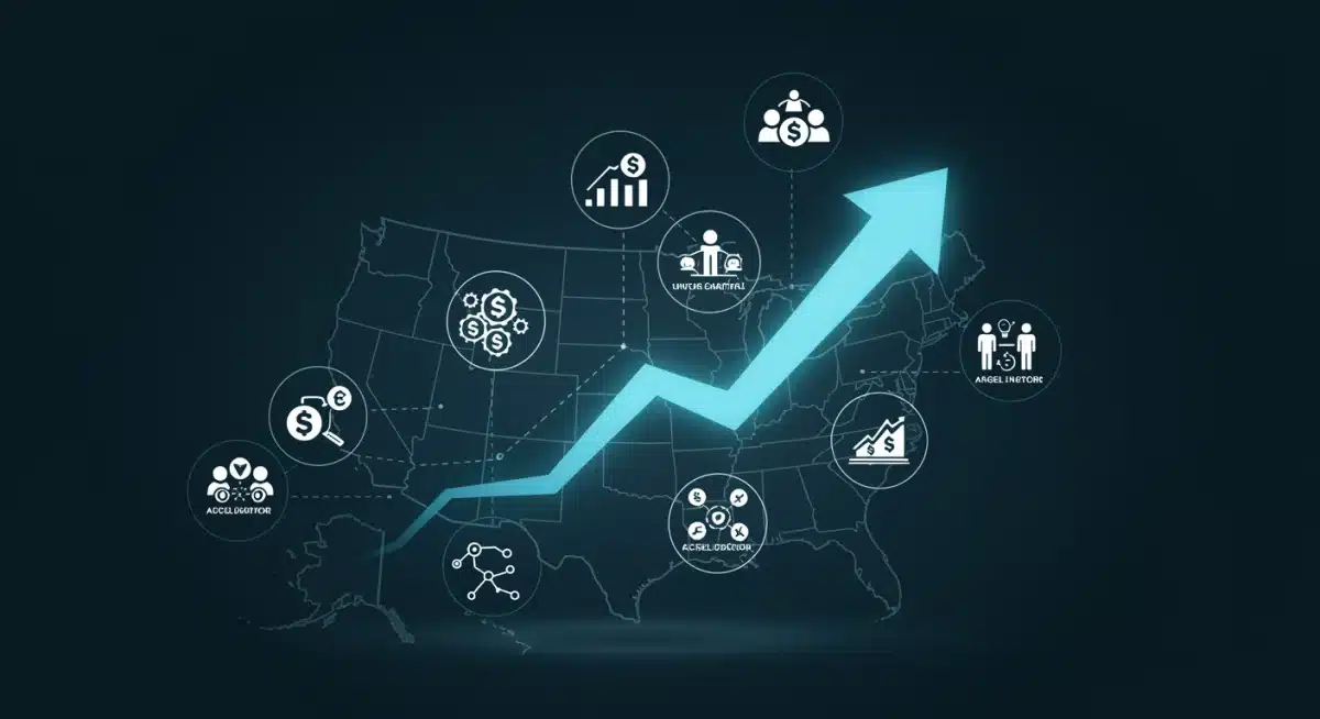 Infographic depicting diverse funding sources and growth for US fintech startups