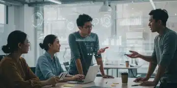 Entrepreneurs collaborating on fintech strategies, symbolizing seed-stage funding efforts