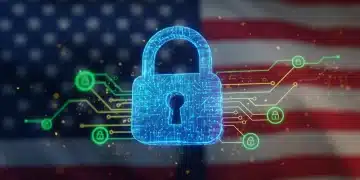 Digital padlock over financial data network, symbolizing zero-trust security for US fintechs.