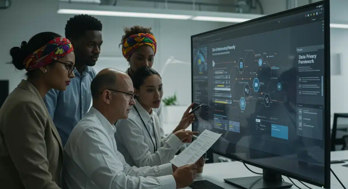 Diverse team collaborating on fintech data privacy compliance strategies.