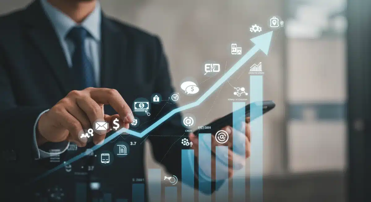 Fintech market growth chart with company logos, indicating strategic partnerships and rising valuations.