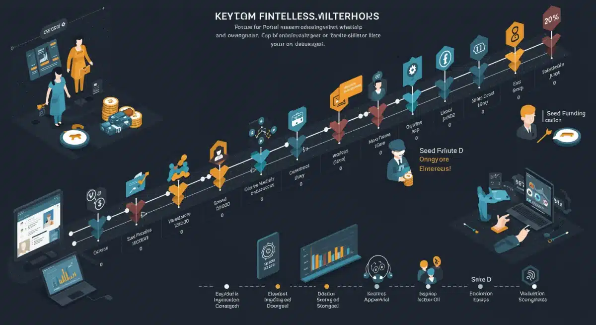 Infographic showing key milestones in a fintech startup's journey from concept to unicorn valuation