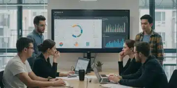 Fintech startup team strategizing for 2025 market entry and user growth in the US.