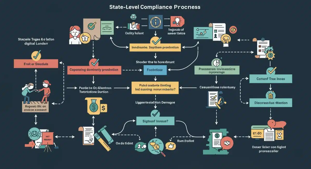 Infographic showing state-level compliance flowchart for digital lenders.