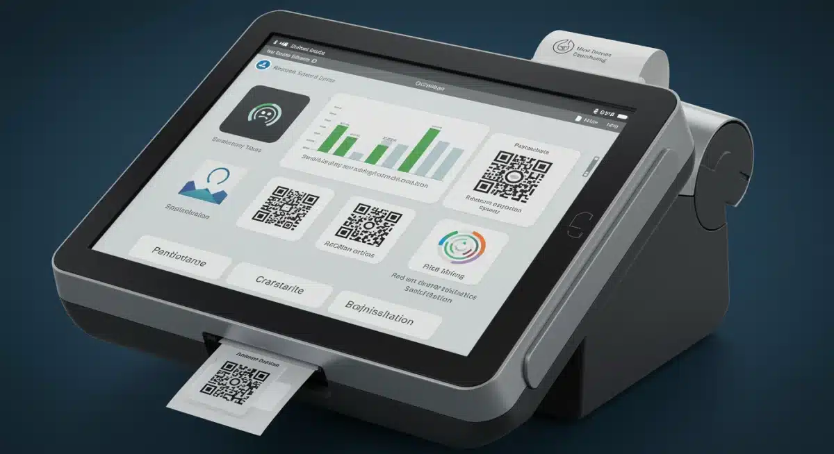 Advanced integrated POS system displaying multiple contactless payment options and real-time analytics