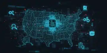 AI neural networks integrating with US fintech symbols for fraud detection and personalized financial services.