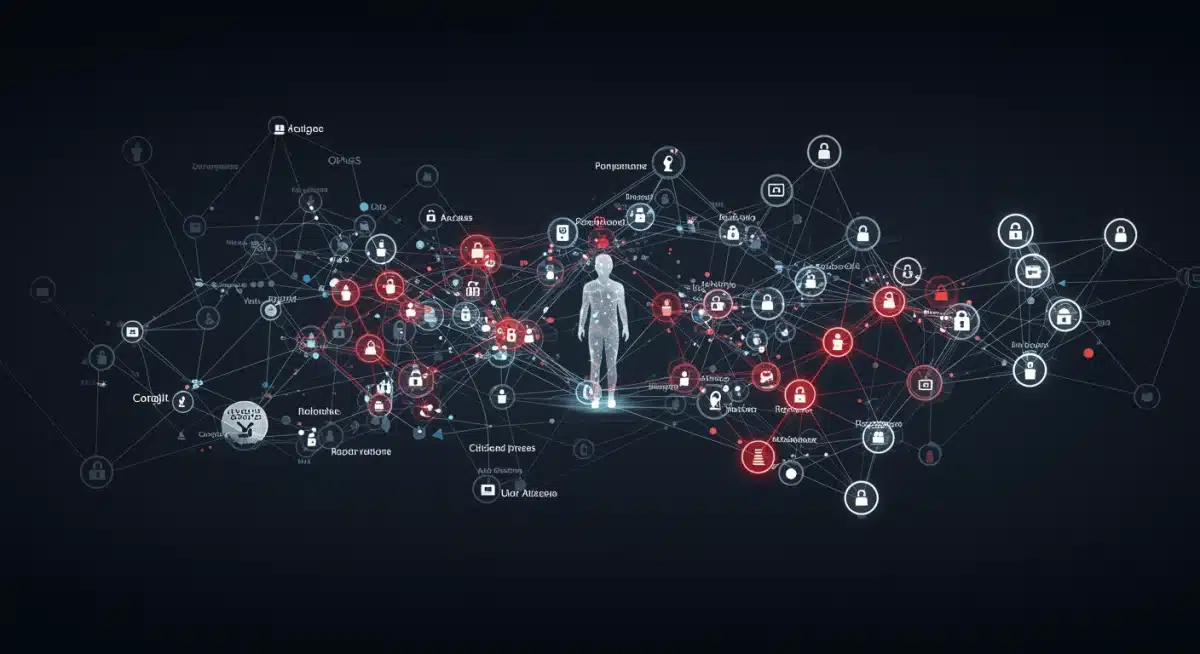 Network diagram illustrating data access points and potential insider threat vulnerabilities in a fintech environment.