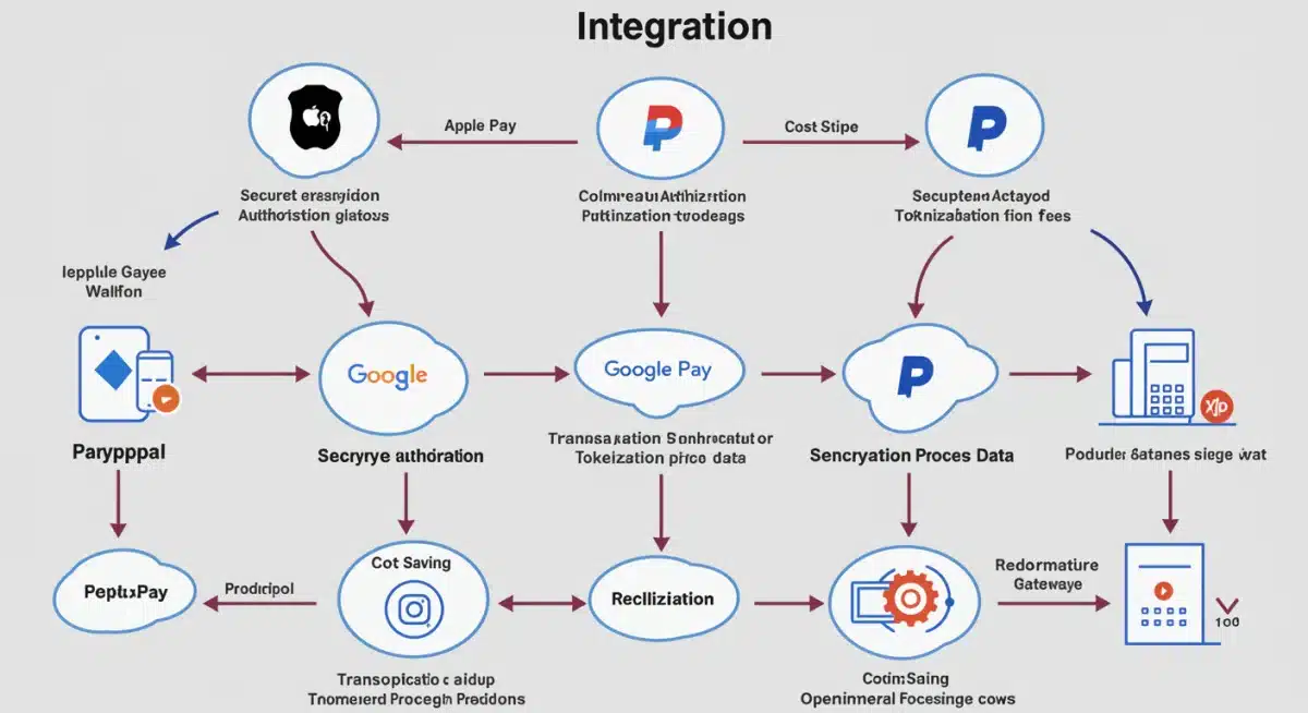 Flowchart of digital wallet integration and cost savings for businesses