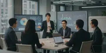 Fintech startup founders pitching to Series A investors in a modern office