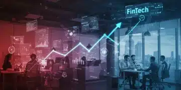 Dynamic visual of scaling US fintech startup with 200% user growth
