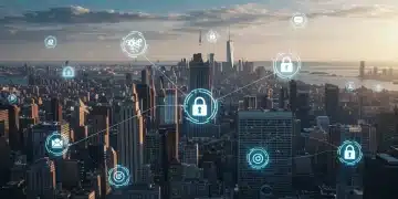 Blockchain integration in US fintech landscape with digital connections