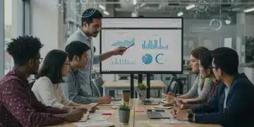 Startup founders strategizing pre-seed funding for fintech in a collaborative office setting.