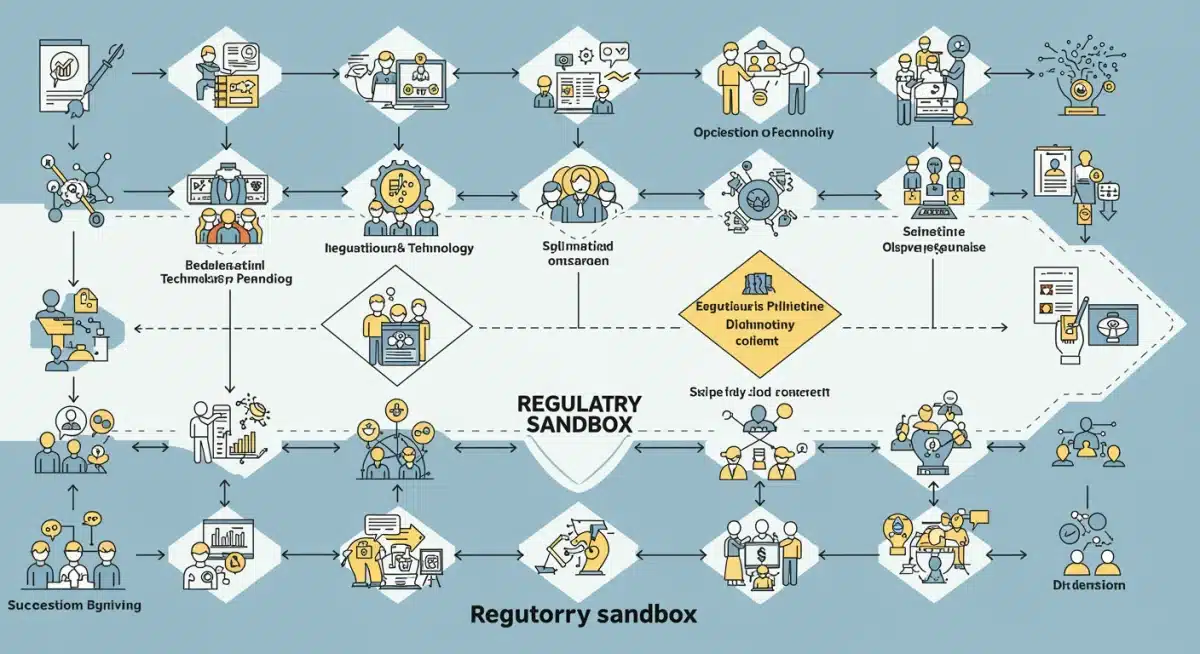 Complex flowchart depicting the journey of innovation through a regulatory sandbox.