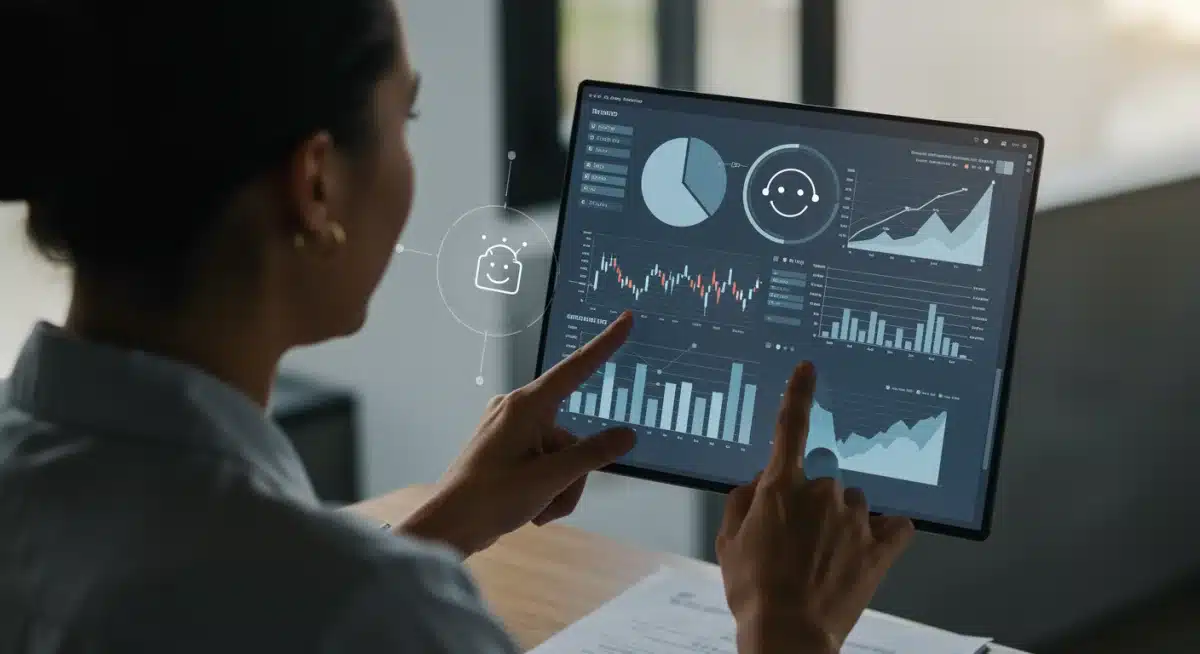 User interacting with a personalized financial dashboard, receiving tailored advice and insights from a fintech platform.