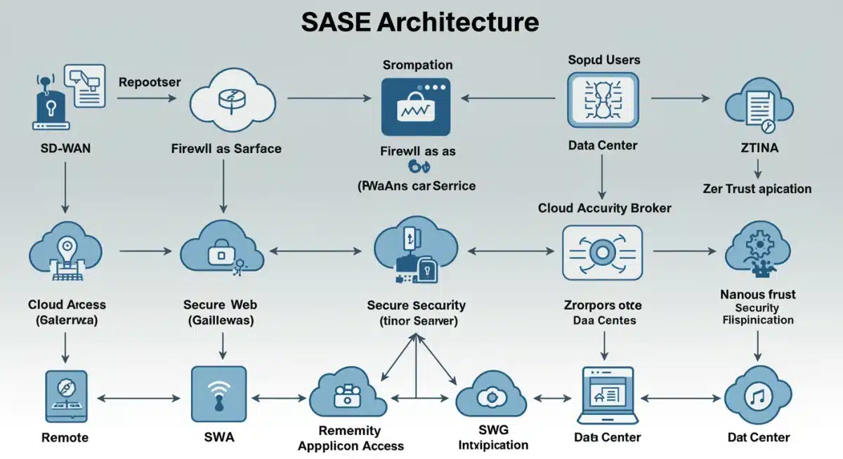 Components of a SASE architecture for enhanced fintech security.