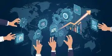 Seamless API integration for US Fintechs, showing digital connections and accelerated growth.