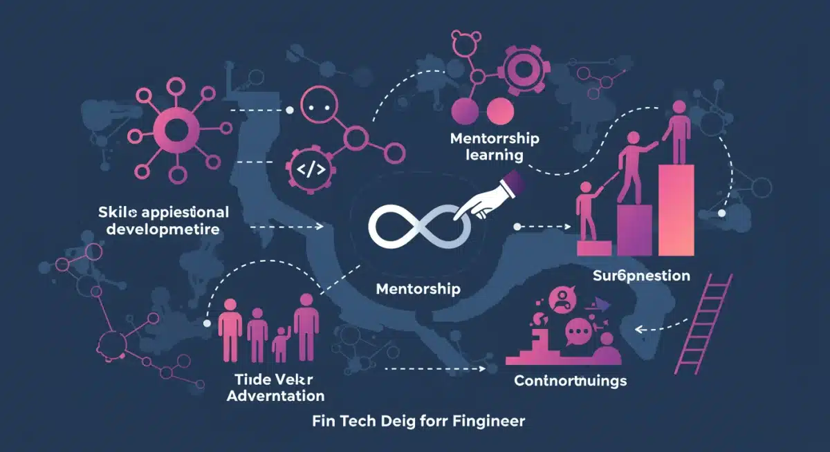 Professional development path for fintech engineers, showing career growth and continuous learning opportunities.