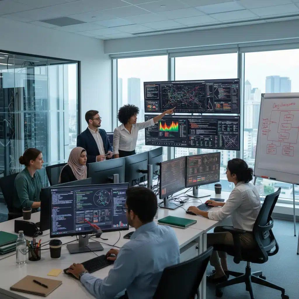 Cybersecurity team monitoring real-time threat intelligence dashboards