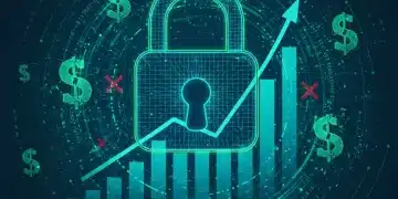 Digital padlock over rising financial graph, symbolizing the cost of fintech data breaches.