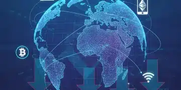 Digital globe illustrating global connections and various digital payment icons, symbolizing cross-border payment strategies and cost reduction.