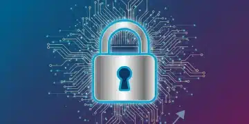 Digital padlock over circuit board representing NIST cybersecurity framework for fintech