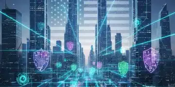 Secure digital payment infrastructure with glowing network and cybersecurity symbols for Fintechs in 2026