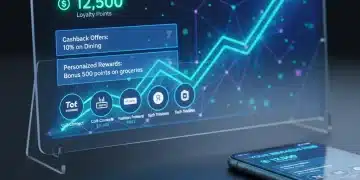 Digital payment loyalty program interface with rewards and growth graph