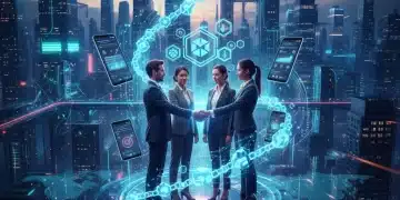 Futuristic cityscape with digital overlays, symbolizing rapid market penetration through strategic fintech partnerships in 2026.