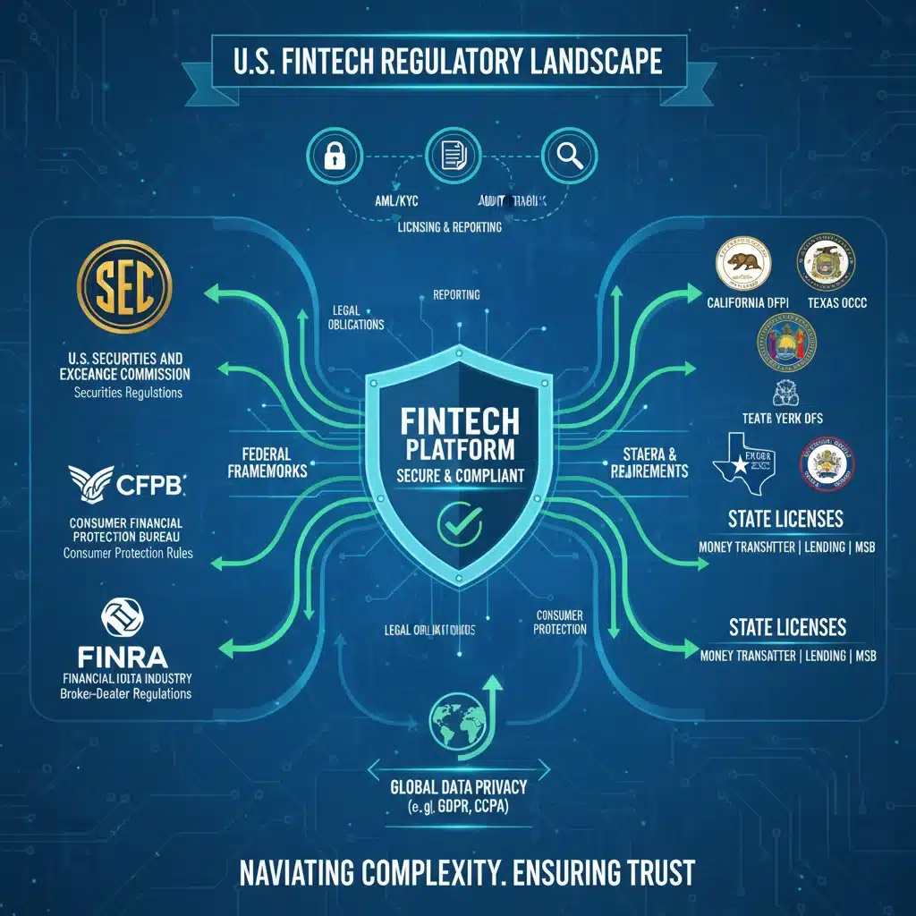 Infographic of regulatory compliance challenges in US fintech