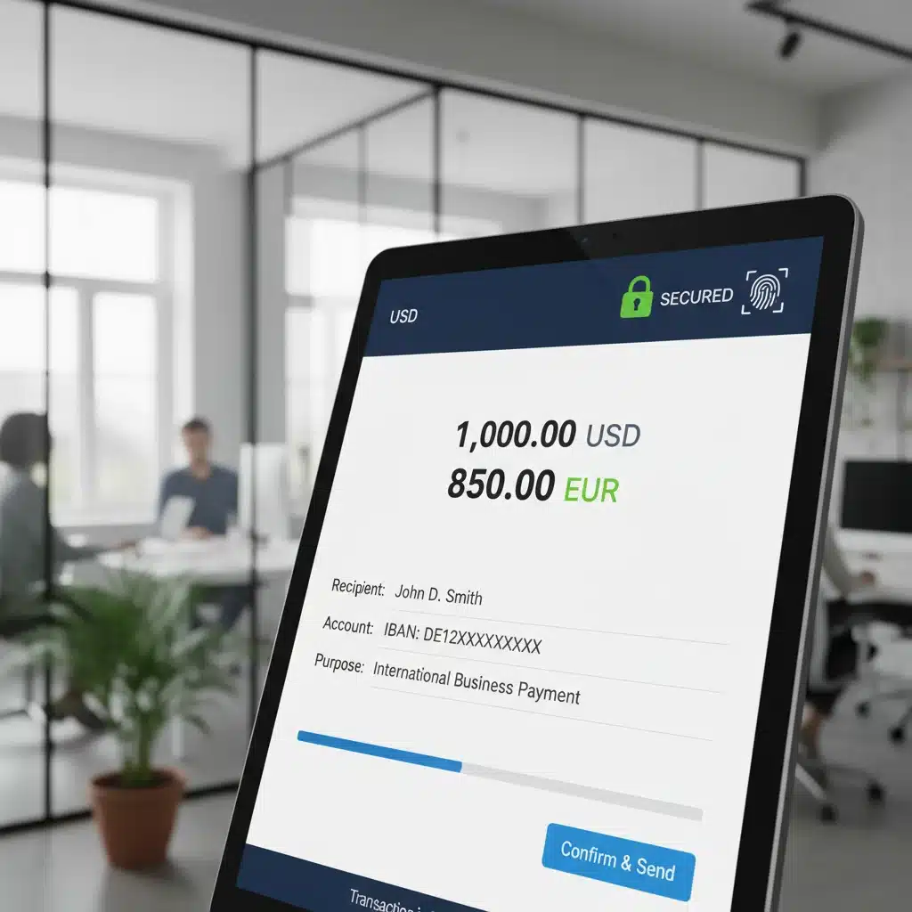 Secure digital cross-border transaction on tablet